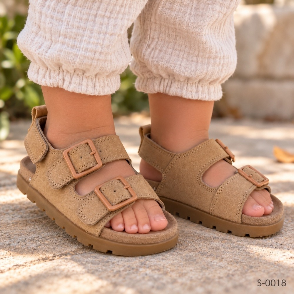 H&M Toddler Tan Faux Suede Double Buckle Strap Sandals Size 10 S-0018